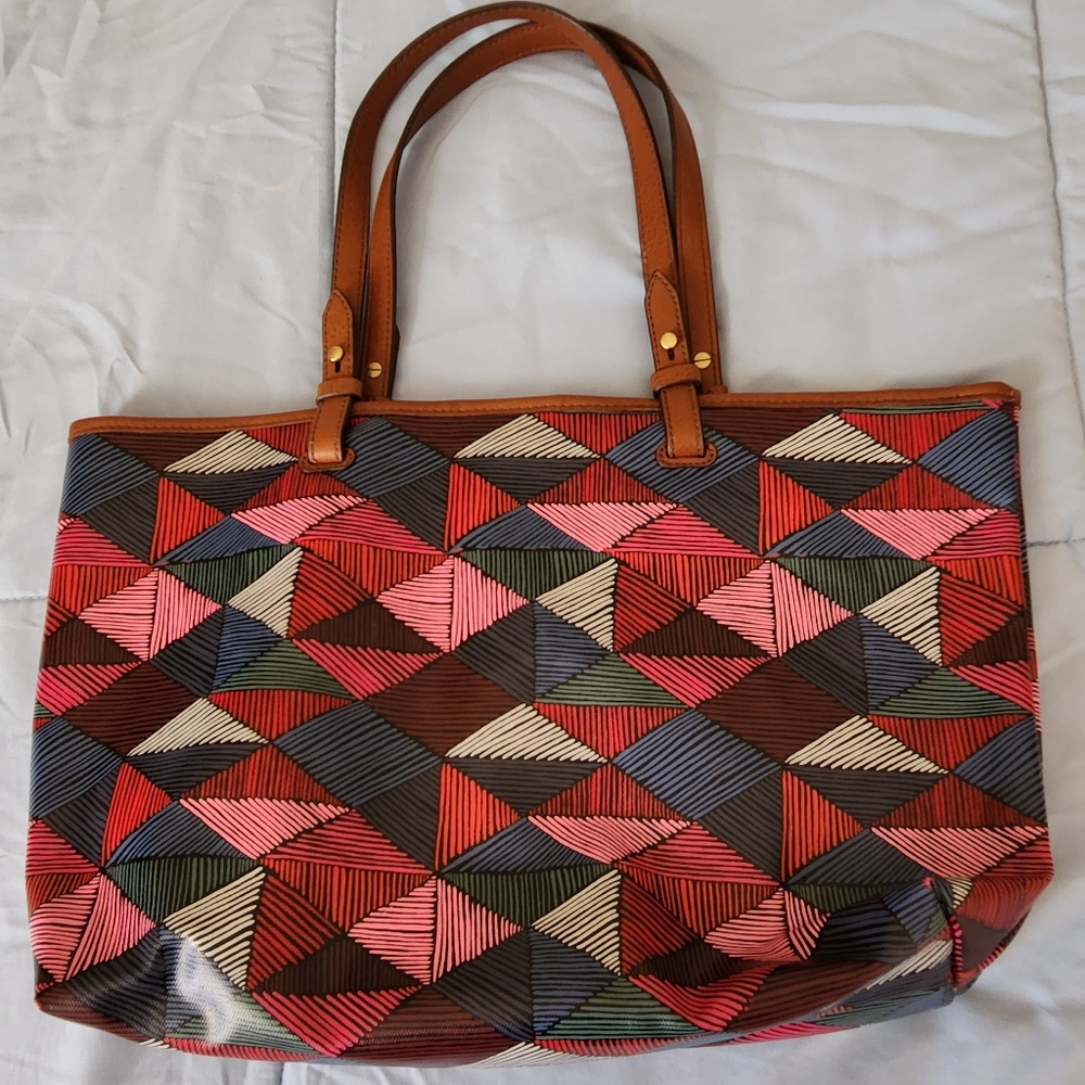 Fossil Patterned Tote With Snap Closure - image 3